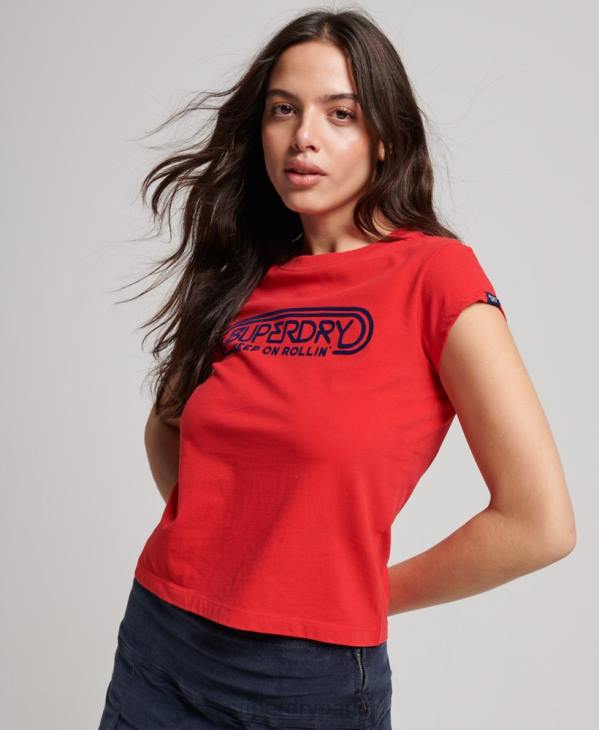 Superdry femmes t-shirt vintage roll with it D64Z2649 vêtements rouge