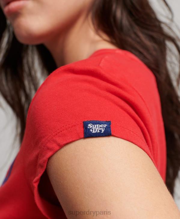 Superdry femmes t-shirt vintage roll with it D64Z2649 vêtements rouge