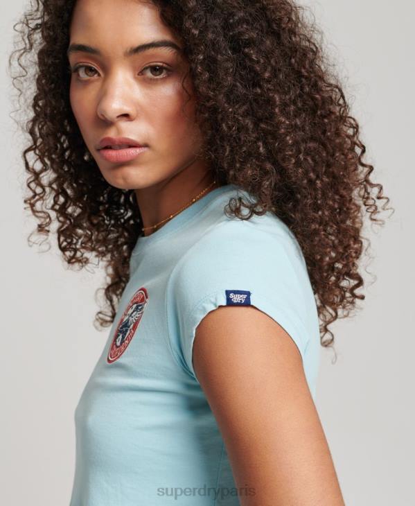 Superdry femmes t-shirt vintage roll with it D64Z2699 vêtements bleu clair