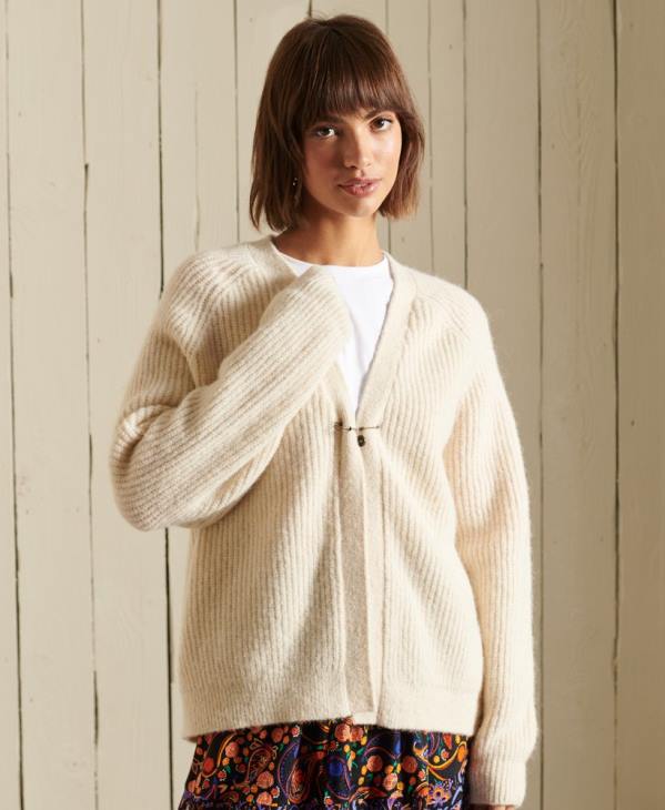 Superdry femmes cardigan en alpaga mélangé D64Z6589 vêtements crème
