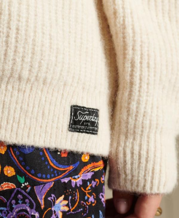 Superdry femmes cardigan en alpaga mélangé D64Z6589 vêtements crème
