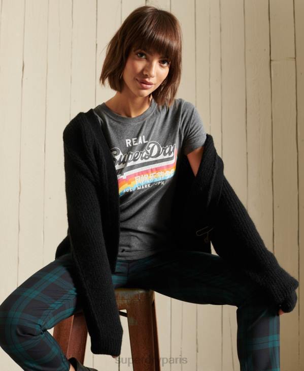 Superdry femmes cardigan en alpaga mélangé D64Z6600 vêtements noir