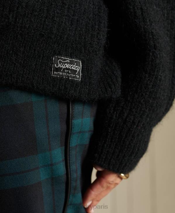 Superdry femmes cardigan en alpaga mélangé D64Z6600 vêtements noir