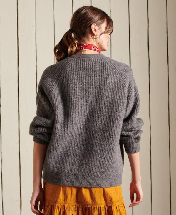 Superdry femmes cardigan en alpaga mélangé D64Z6601 vêtements gris clair