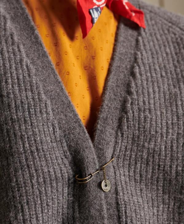 Superdry femmes cardigan en alpaga mélangé D64Z6601 vêtements gris clair