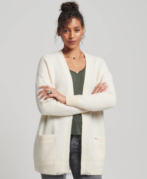 Superdry femmes cardigan long studios D64Z4008 vêtements blanc