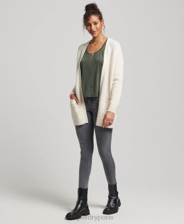 Superdry femmes cardigan long studios D64Z4008 vêtements blanc