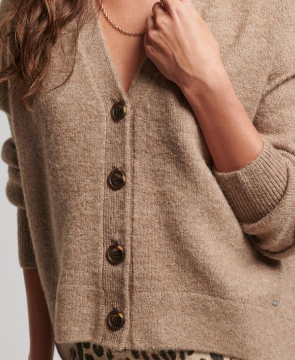 Superdry femmes cardigan oversize à col v D64Z3951 vêtements beige