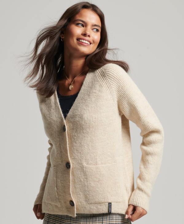 Superdry femmes cardigan super doux essentiel D64Z3956 vêtements crème