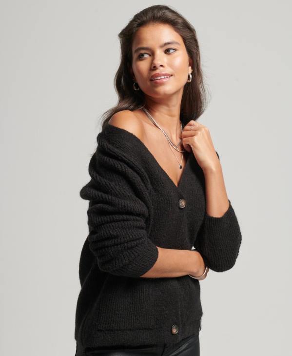Superdry femmes cardigan super doux essentiel D64Z3962 vêtements noir