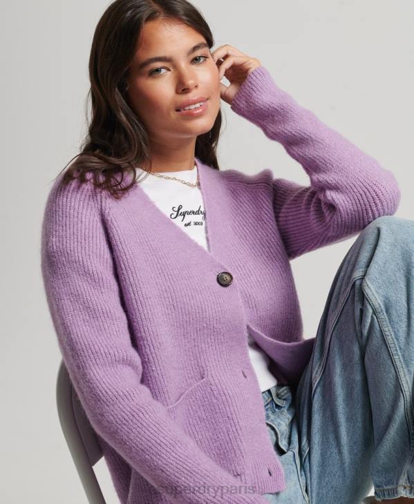 Superdry femmes cardigan super doux essentiel D64Z3968 vêtements violet