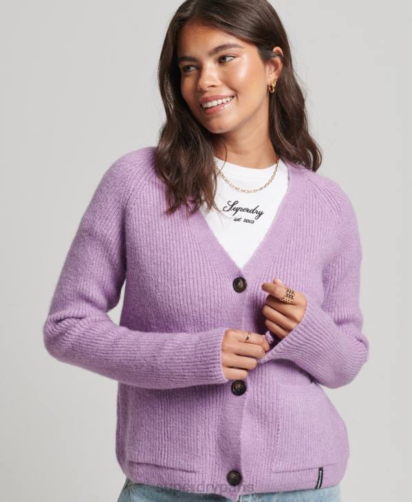 Superdry femmes cardigan super doux essentiel D64Z3968 vêtements violet