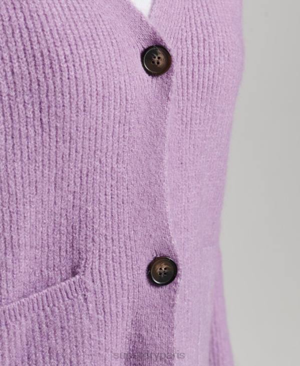 Superdry femmes cardigan super doux essentiel D64Z3968 vêtements violet