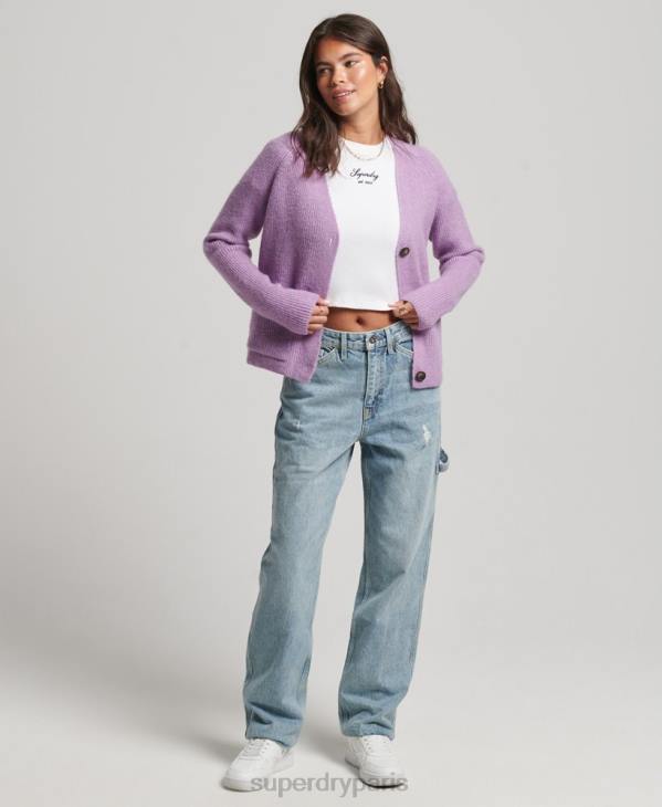 Superdry femmes cardigan super doux essentiel D64Z3968 vêtements violet