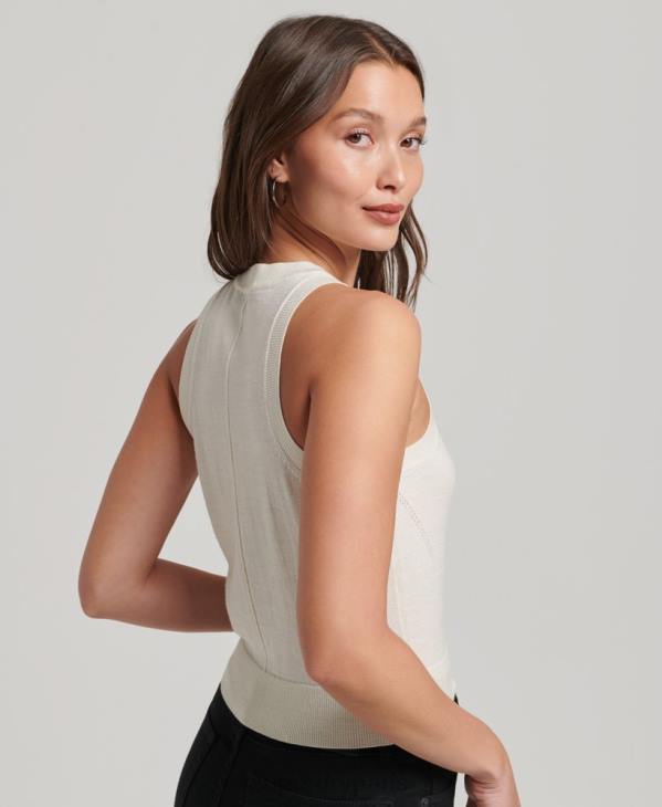 Superdry femmes débardeur en maille mérinos à col rond D64Z2936 vêtements blanc