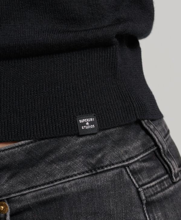 Superdry femmes débardeur en maille mérinos à col rond D64Z3018 vêtements noir