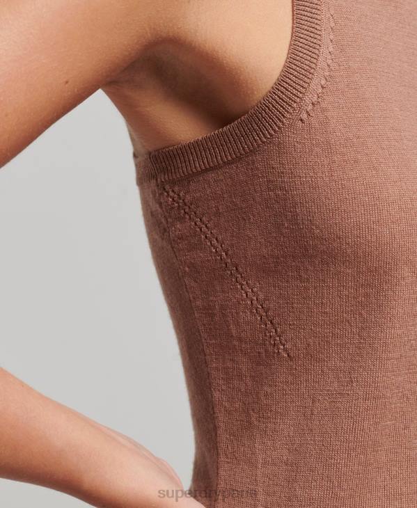 Superdry femmes gilet à col roulé en mérinos studios D64Z2972 vêtements brun