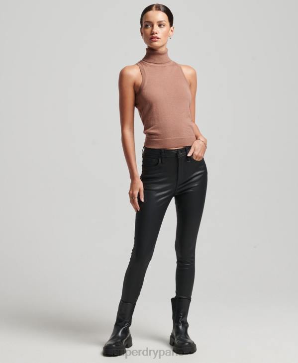 Superdry femmes gilet à col roulé en mérinos studios D64Z2972 vêtements brun
