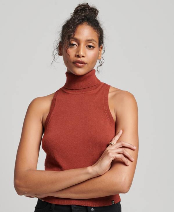 Superdry femmes gilet à col roulé en mérinos studios D64Z4000 vêtements bronzer