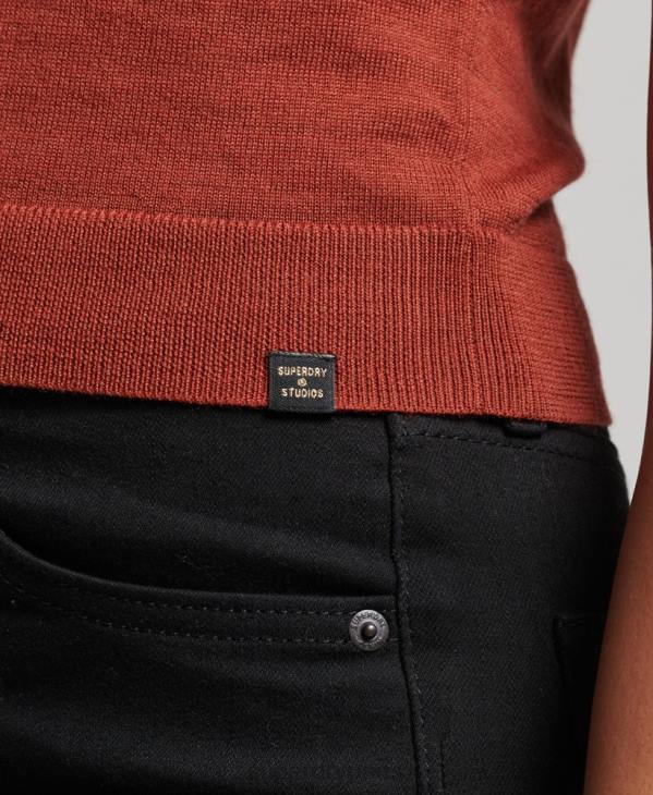 Superdry femmes gilet à col roulé en mérinos studios D64Z4000 vêtements bronzer