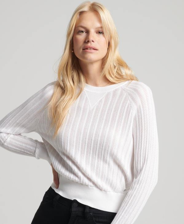 Superdry femmes maille dentelle coton bio D64Z2944 vêtements blanc