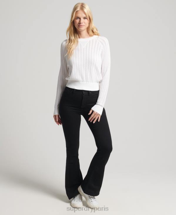 Superdry femmes maille dentelle coton bio D64Z2944 vêtements blanc