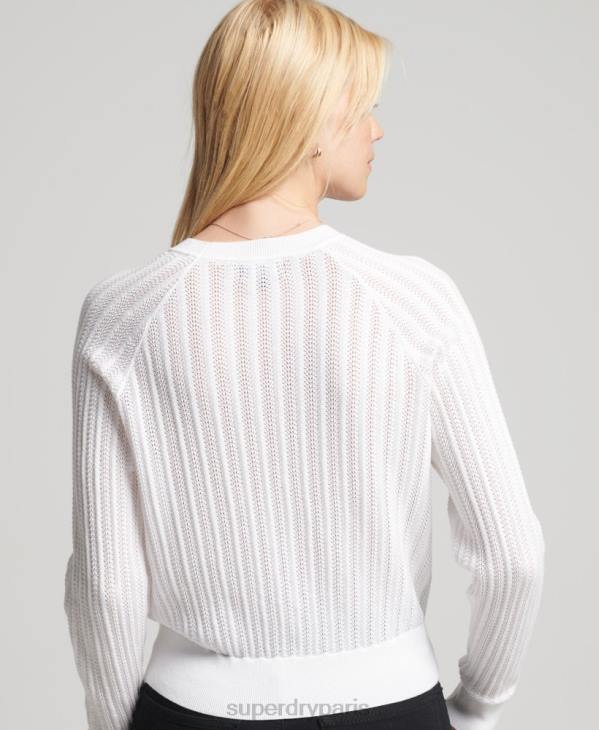Superdry femmes maille dentelle coton bio D64Z2944 vêtements blanc