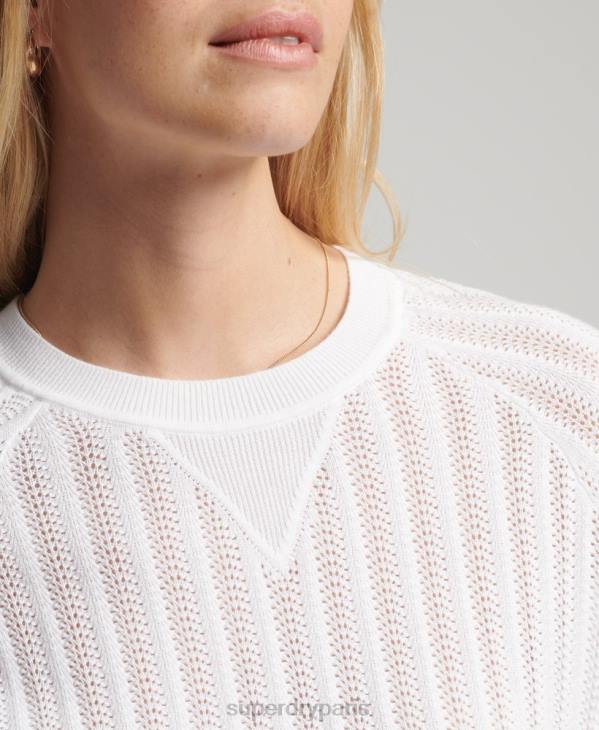 Superdry femmes maille dentelle coton bio D64Z2944 vêtements blanc