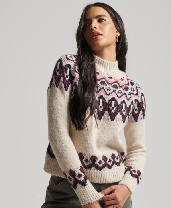Superdry femmes pull ample à motif jacquard D64Z3983 vêtements blanc