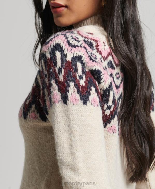 Superdry femmes pull ample à motif jacquard D64Z3983 vêtements blanc