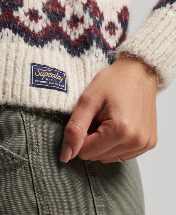 Superdry femmes pull ample à motif jacquard D64Z3983 vêtements blanc