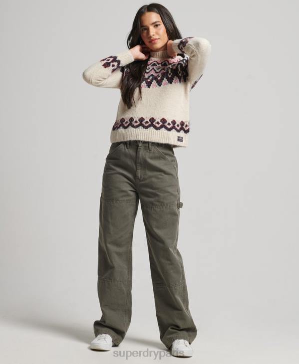 Superdry femmes pull ample à motif jacquard D64Z3983 vêtements blanc