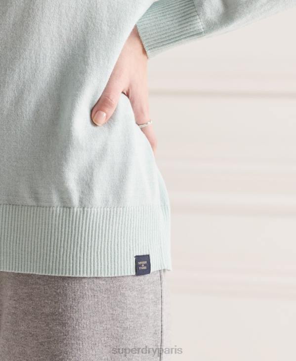 Superdry femmes pull à col montant en mérinos D64Z6653 vêtements vert