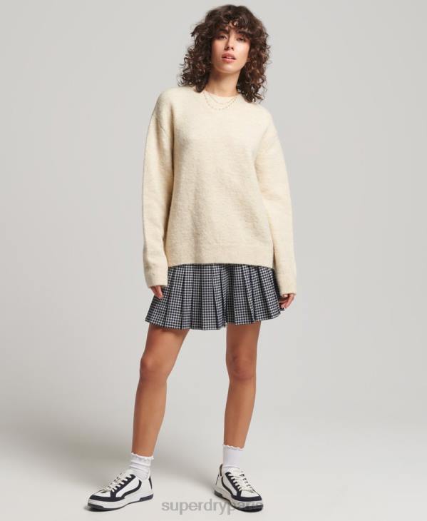 Superdry femmes pull col rond ultra doux essentiel D64Z3967 vêtements crème