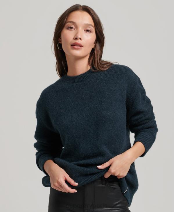 Superdry femmes pull col rond ultra doux essentiel D64Z3972 vêtements marine