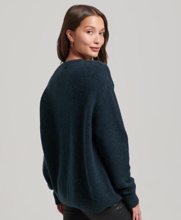 Superdry femmes pull col rond ultra doux essentiel D64Z3972 vêtements marine