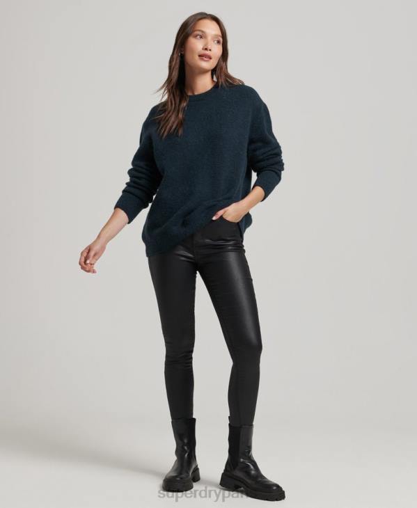 Superdry femmes pull col rond ultra doux essentiel D64Z3972 vêtements marine
