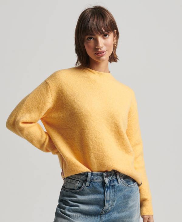 Superdry femmes pull col rond ultra doux essentiel D64Z3981 vêtements jaune