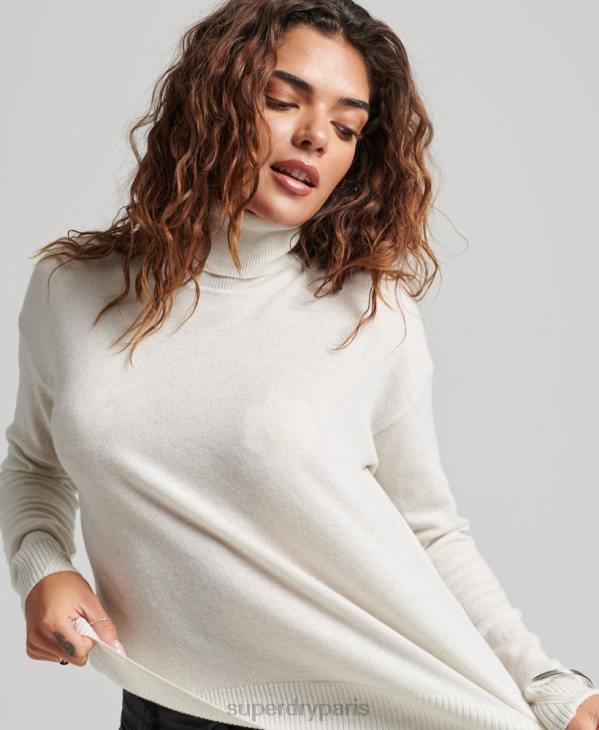 Superdry femmes pull col roulé en laine d'agneau D64Z3979 vêtements gris clair