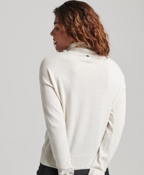 Superdry femmes pull col roulé en laine d'agneau D64Z3979 vêtements gris clair