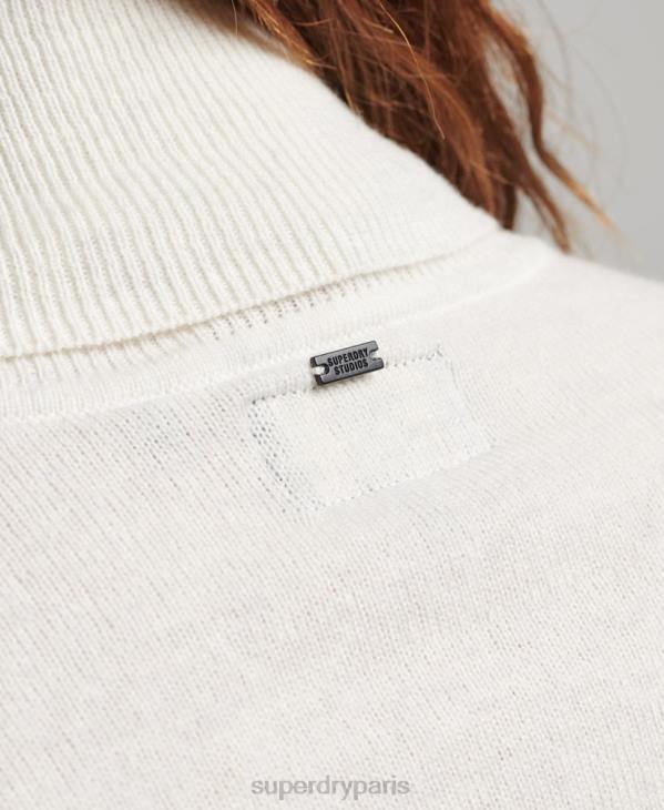 Superdry femmes pull col roulé en laine d'agneau D64Z3979 vêtements gris clair
