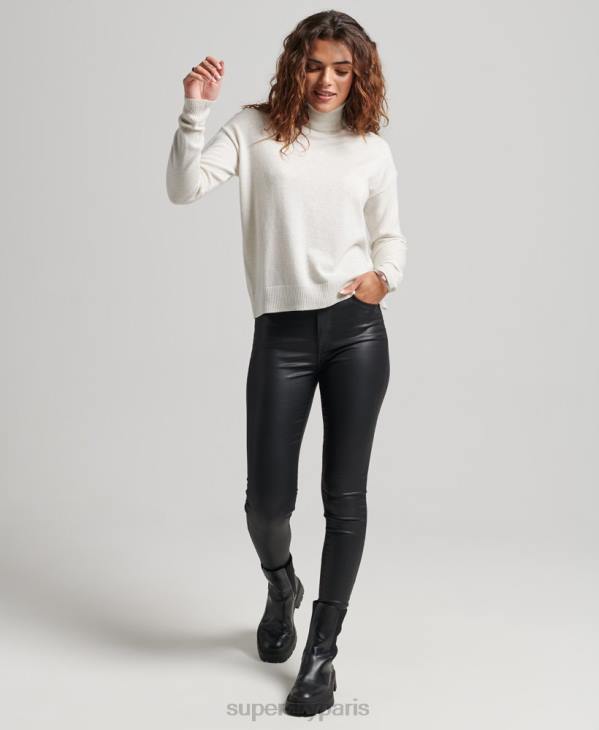 Superdry femmes pull col roulé en laine d'agneau D64Z3979 vêtements gris clair