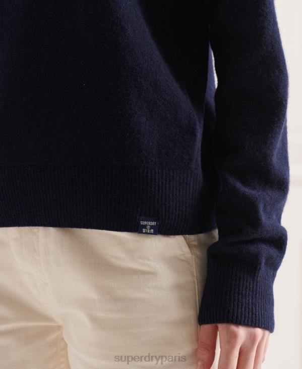 Superdry femmes pull col roulé en laine d'agneau D64Z4017 vêtements marine