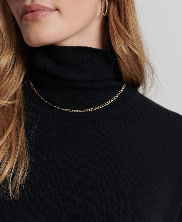Superdry femmes pull col roulé en laine d'agneau D64Z4029 vêtements noir