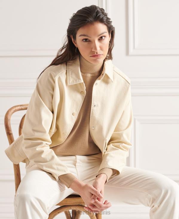 Superdry femmes pull col roulé en mérinos à épaules tombantes D64Z6652 vêtements beige