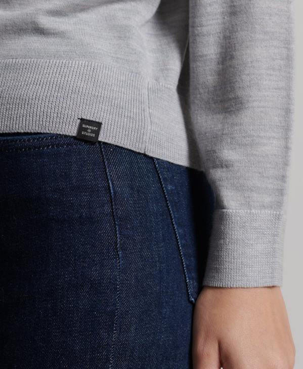 Superdry femmes pull à col roulé en mérinos studios D64Z4020 vêtements gris clair