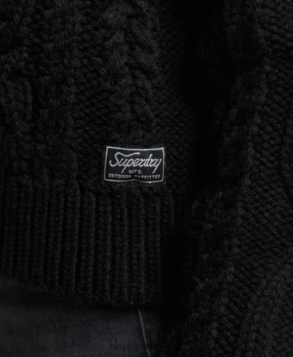 Superdry femmes pull à col roulé en maille torsadée D64Z3976 vêtements noir