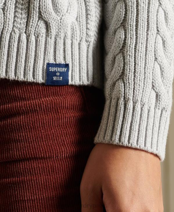 Superdry femmes pull col roulé à épaule tombante D64Z4002 vêtements gris