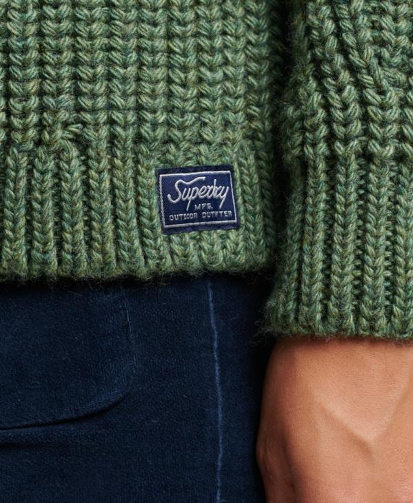 Superdry femmes pull en maille à col roulé D64Z3973 vêtements vert