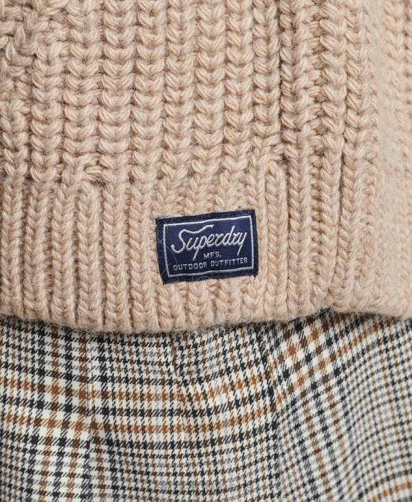 Superdry femmes pull en maille à col roulé D64Z3986 vêtements beige